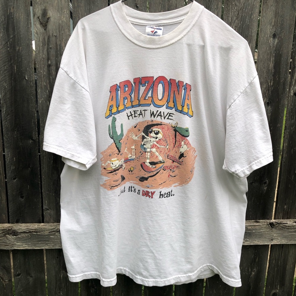 90s Arizona heat wave T-shirt with skeleton surfing
